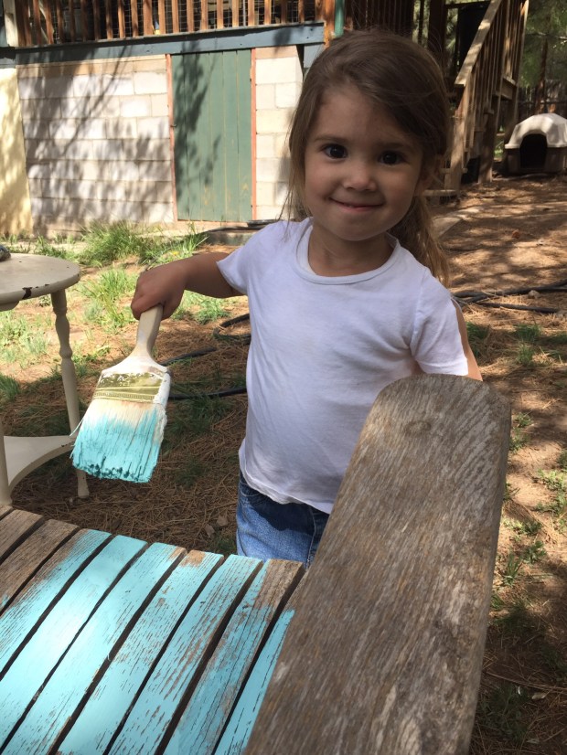 Emma Kate working away. You can see how worn it had become by its arm.